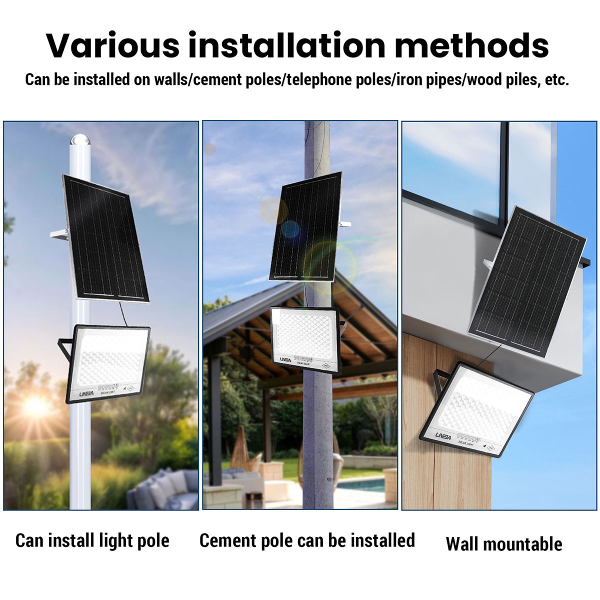 2000W LED Solar Flood Lights Outdoor Street Light Dusk to Dawn Flood Wall Lamp