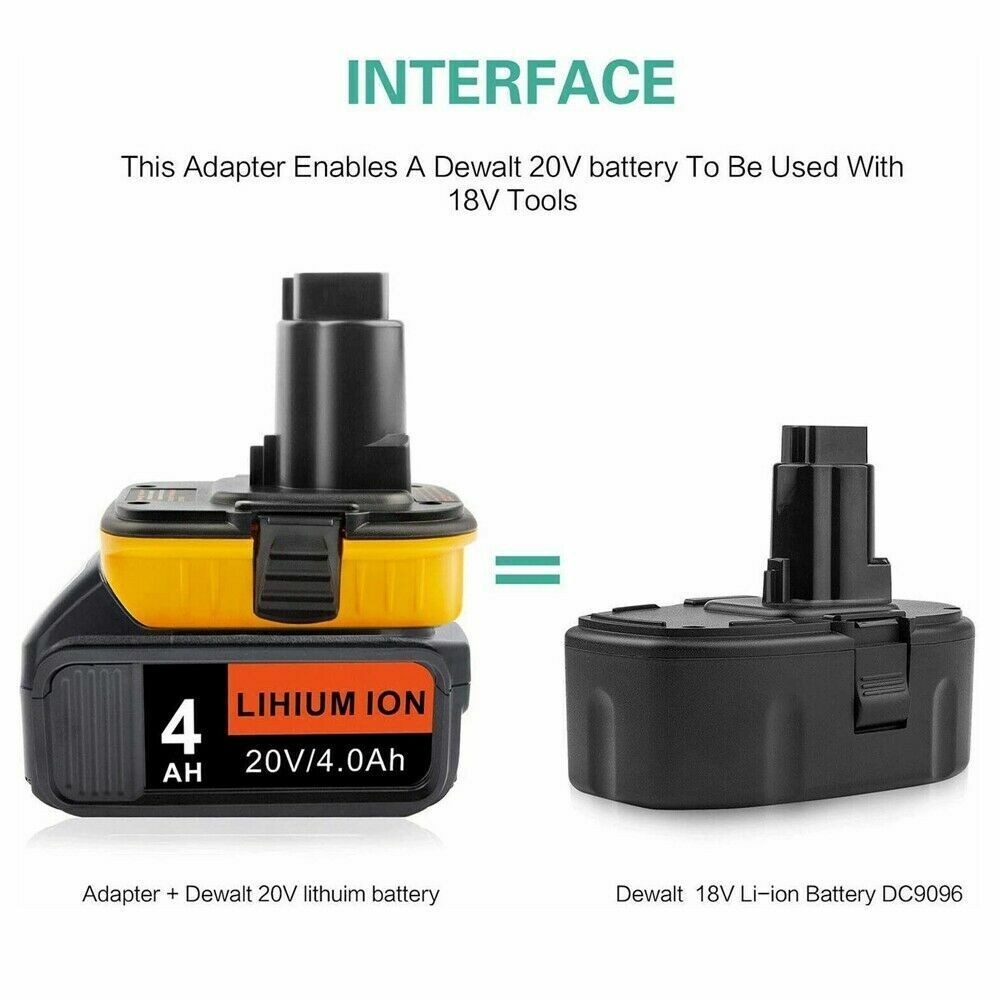Pack 18V To 20V MAX DCA1820 Adapter Converter For DEWALT 20 Volt Li-ion Battery