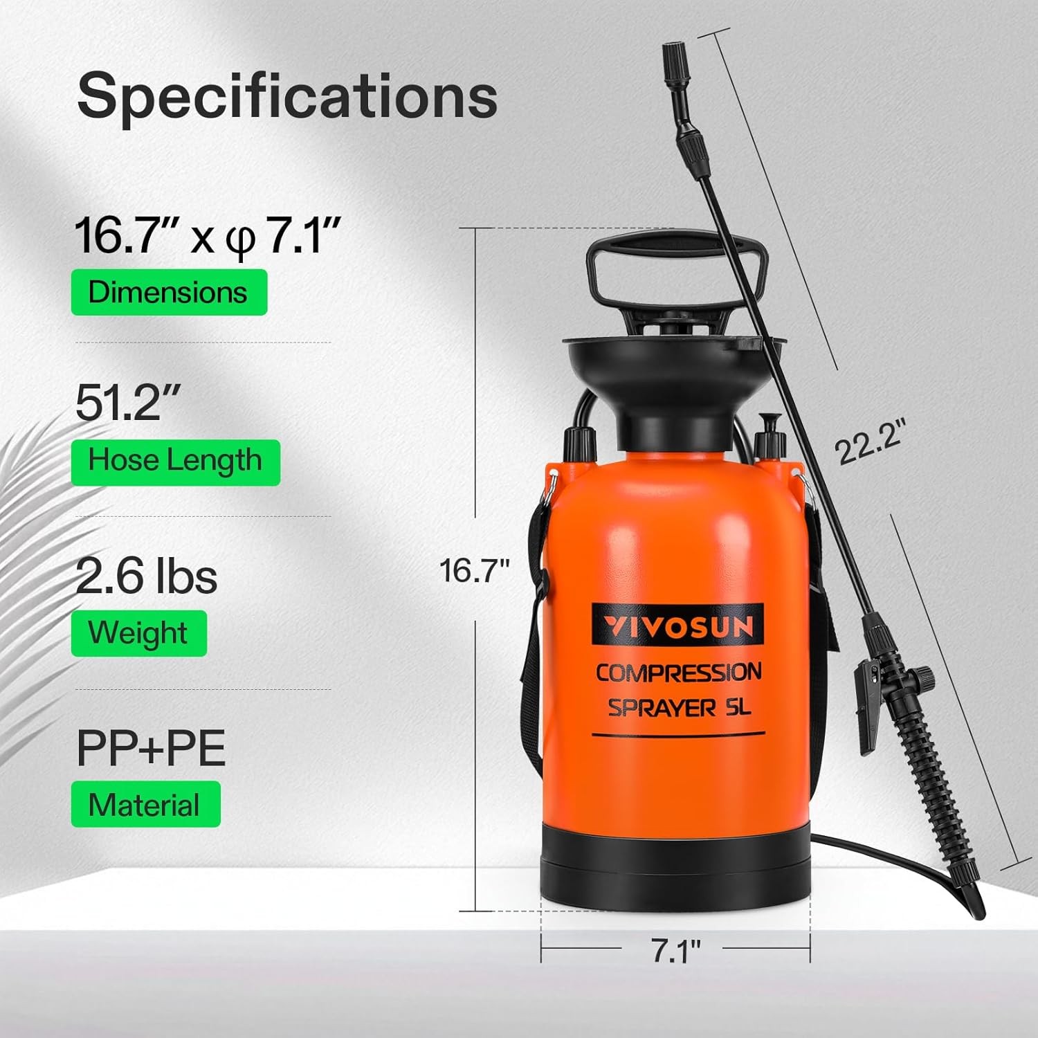 1.35 Gallon Pump Pressure Sprayer Garden Lawn Water Bottle w Shoulder Strap