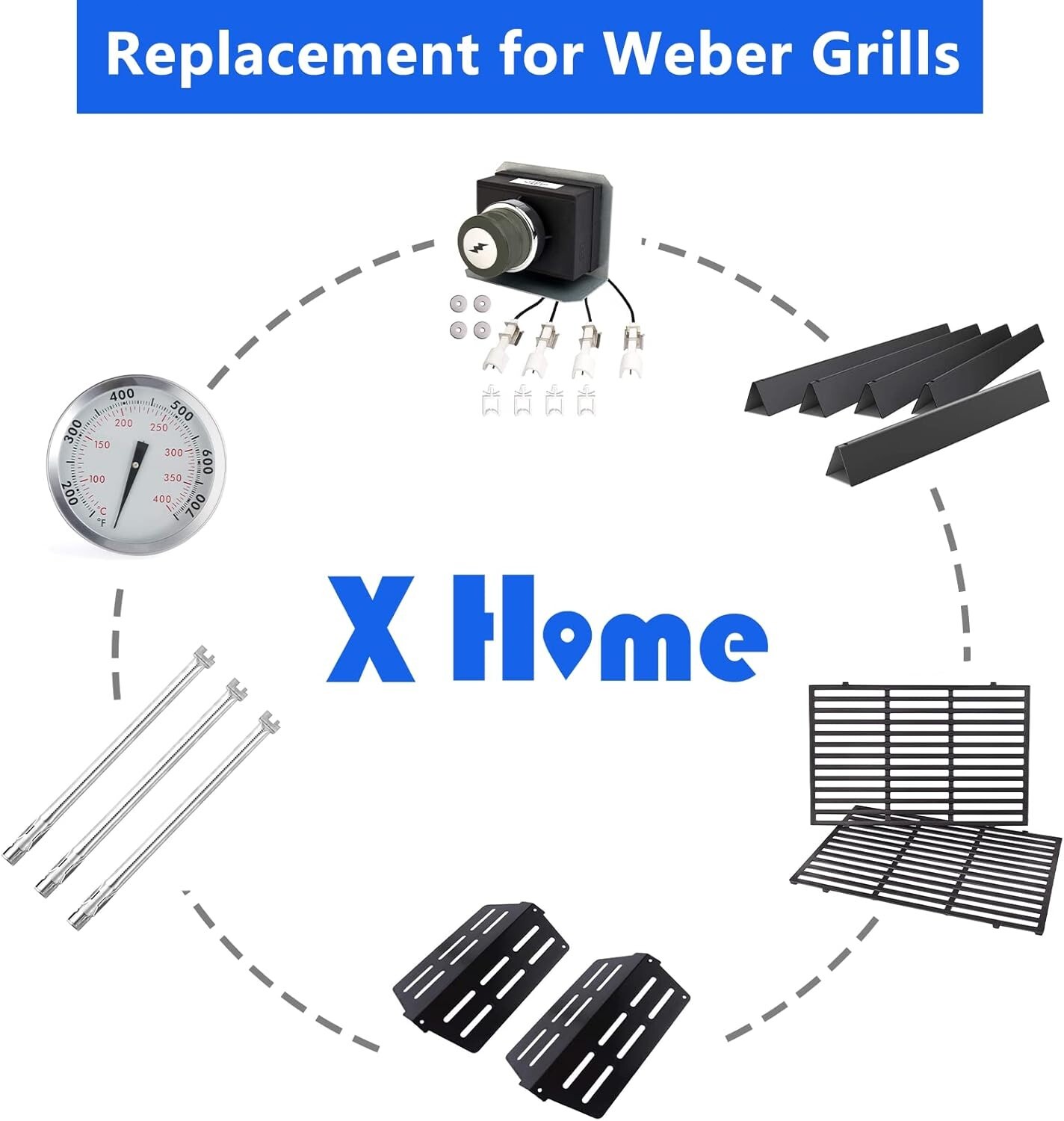17.5″ 7621/7620 Porcelain Steel Flavorizer Bars for Weber Genesis 300 Gas Grill.