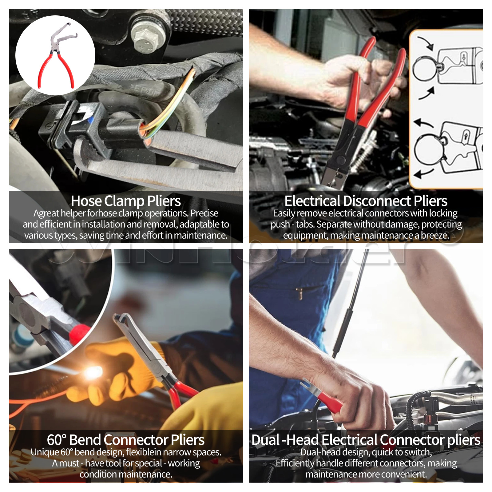 Electrical Disconnect Pliers 60° Automotive Electrical Connector Separator US
