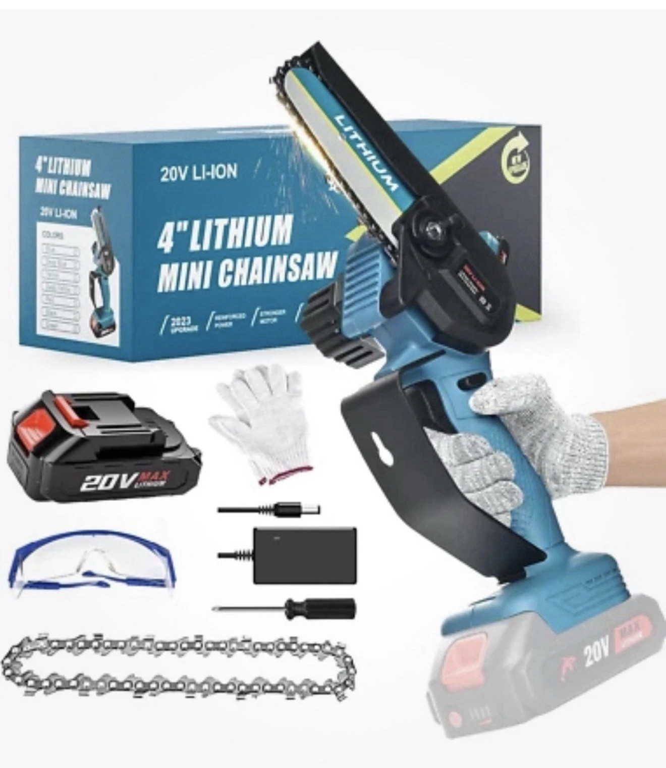 4 in Mini Handheld Electric Chainsaw Cordless Chain Saw Wood Cutter Rechargeable