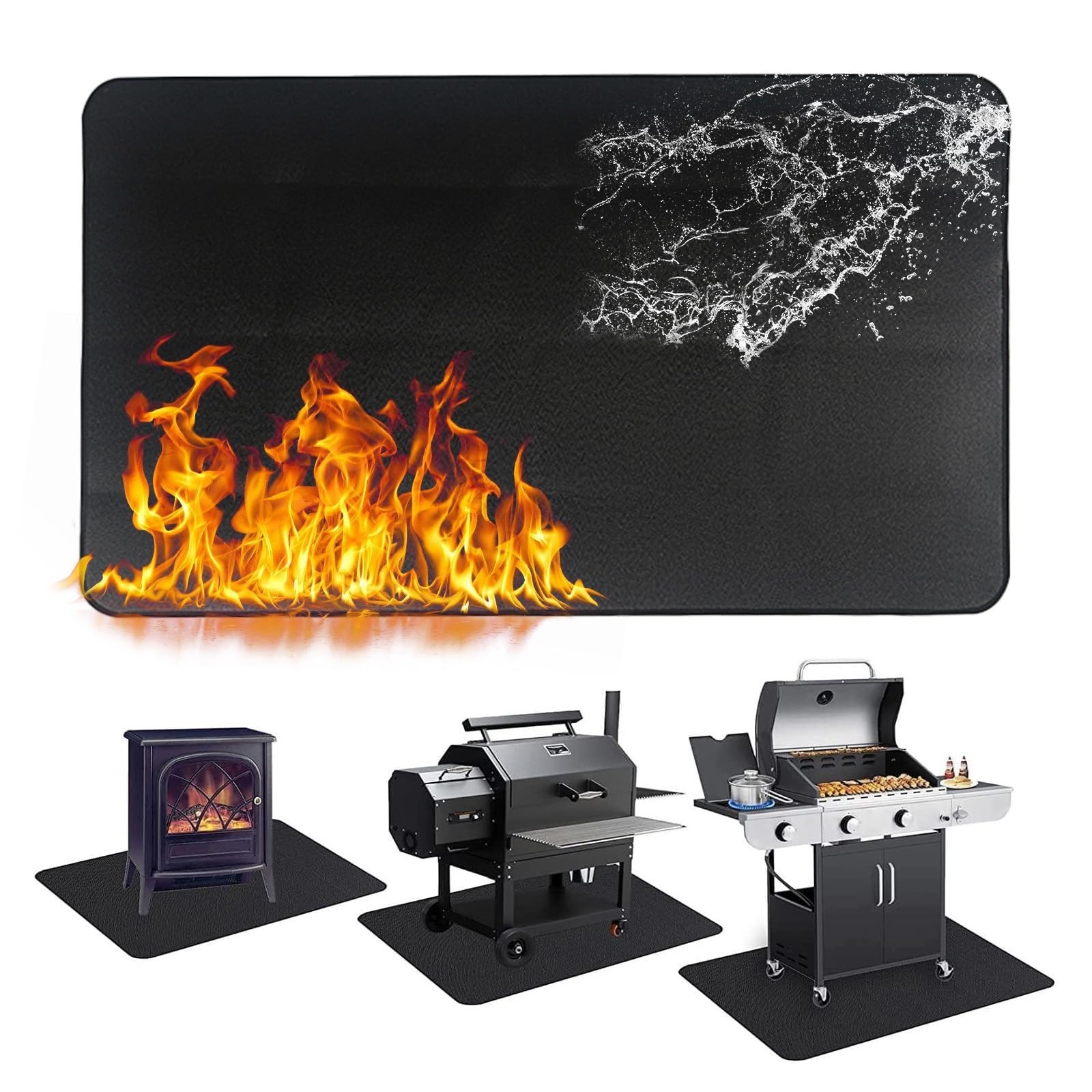 Large 65×48 Grill Mat – Fireproof, Waterproof BBQ Pad for Deck & Patio Use
