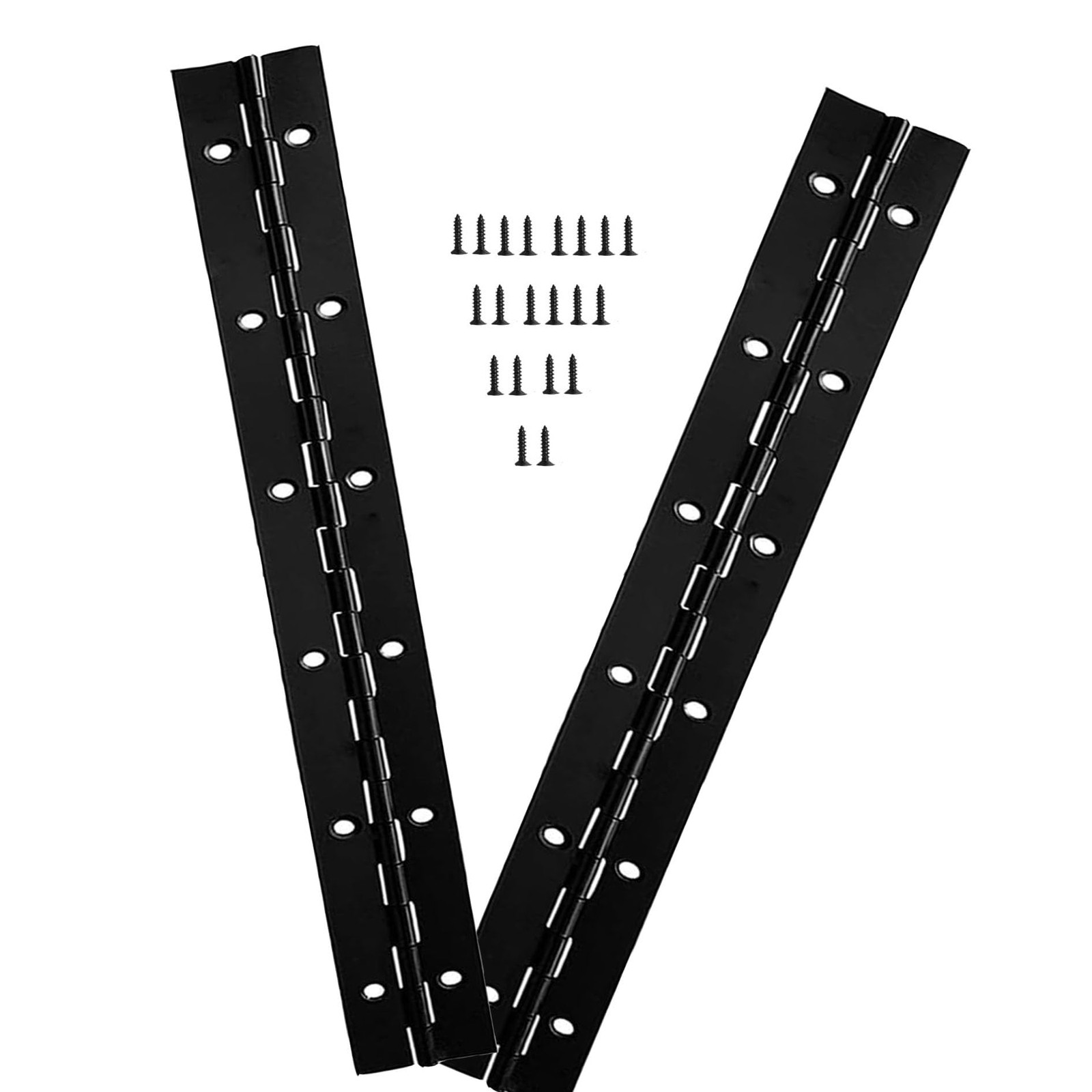 Black Stainless Steel Piano Continuous Hinges 0.04 Thick 12×2 Inch 2 PCS