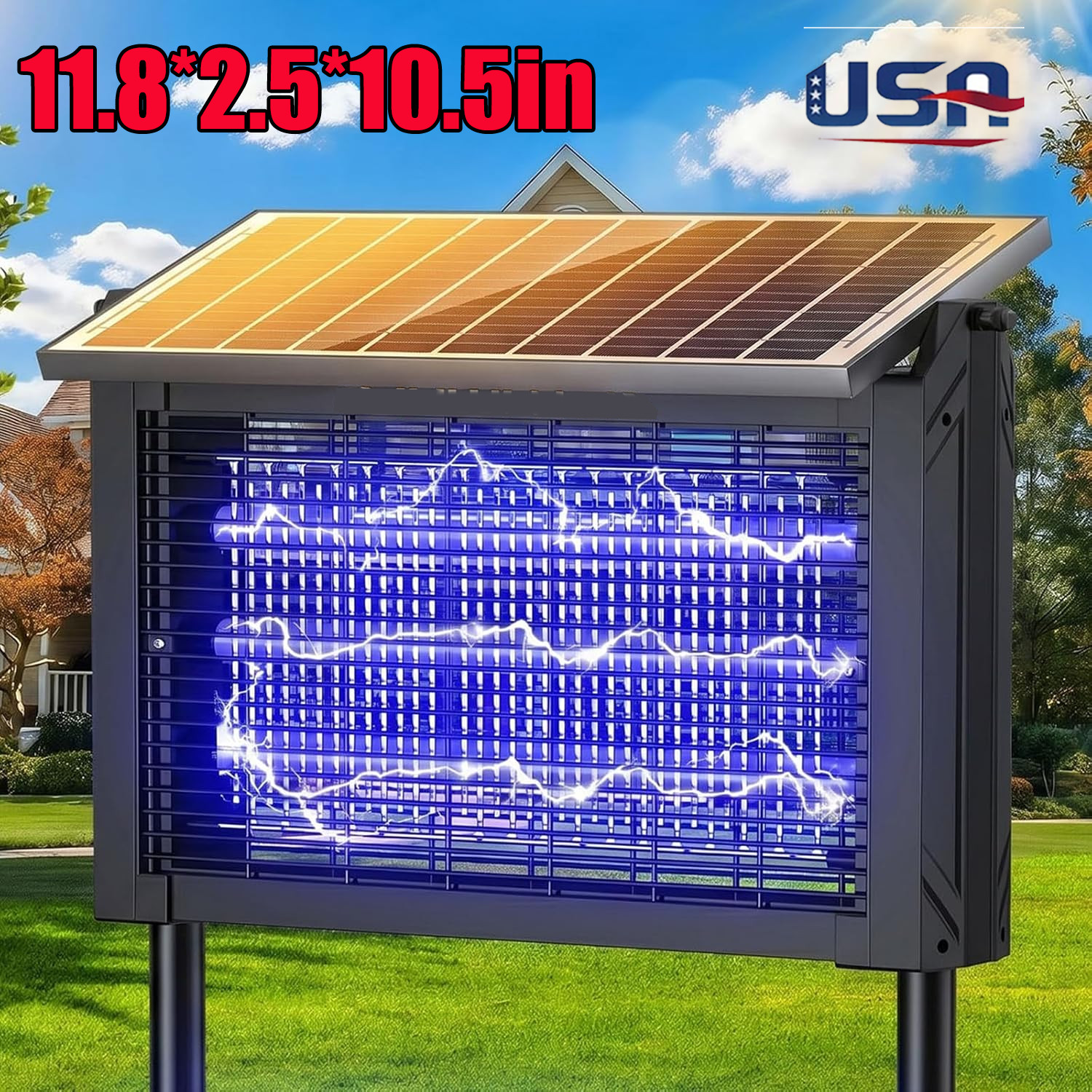 Solar Bug Zapper Outdoor Mosquito Zapper 4500V Waterproof Rechargeable Fly Trap