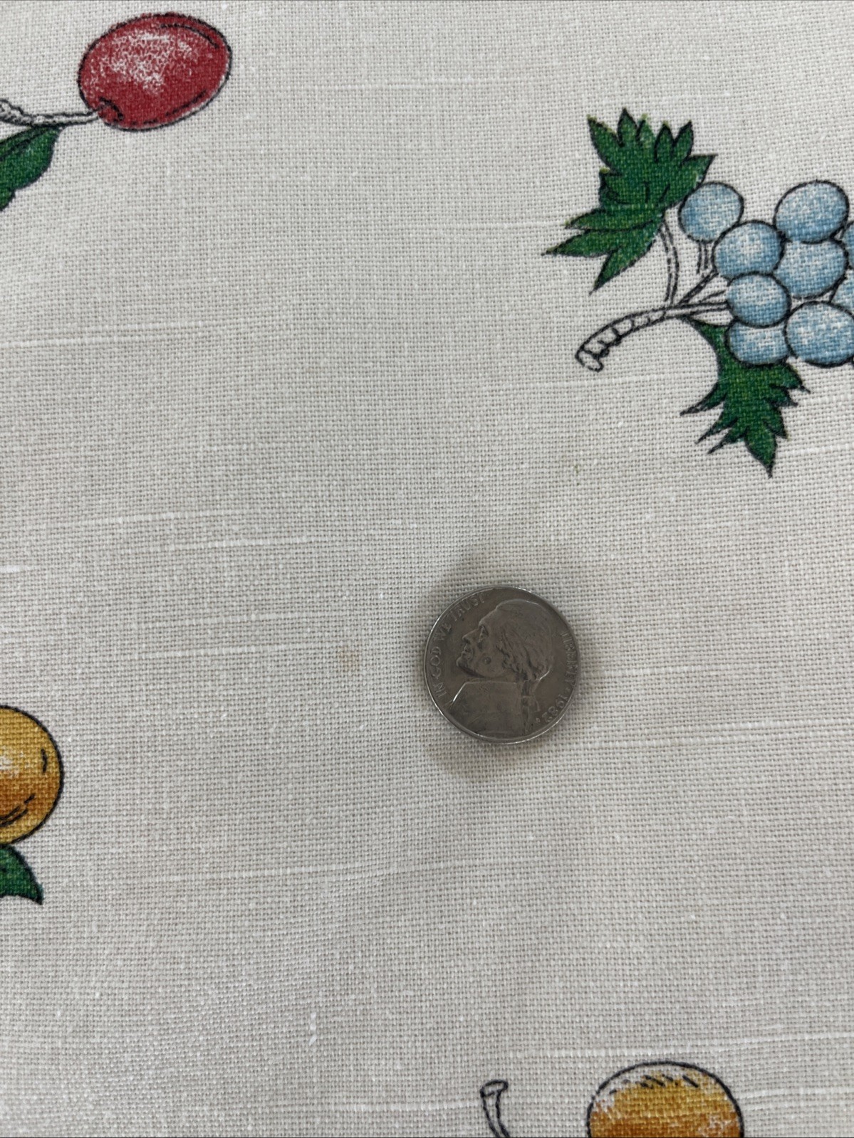 Renaissance-style Rectangular TABLECLOTH SCROLL & FRUITS 60x 78”
