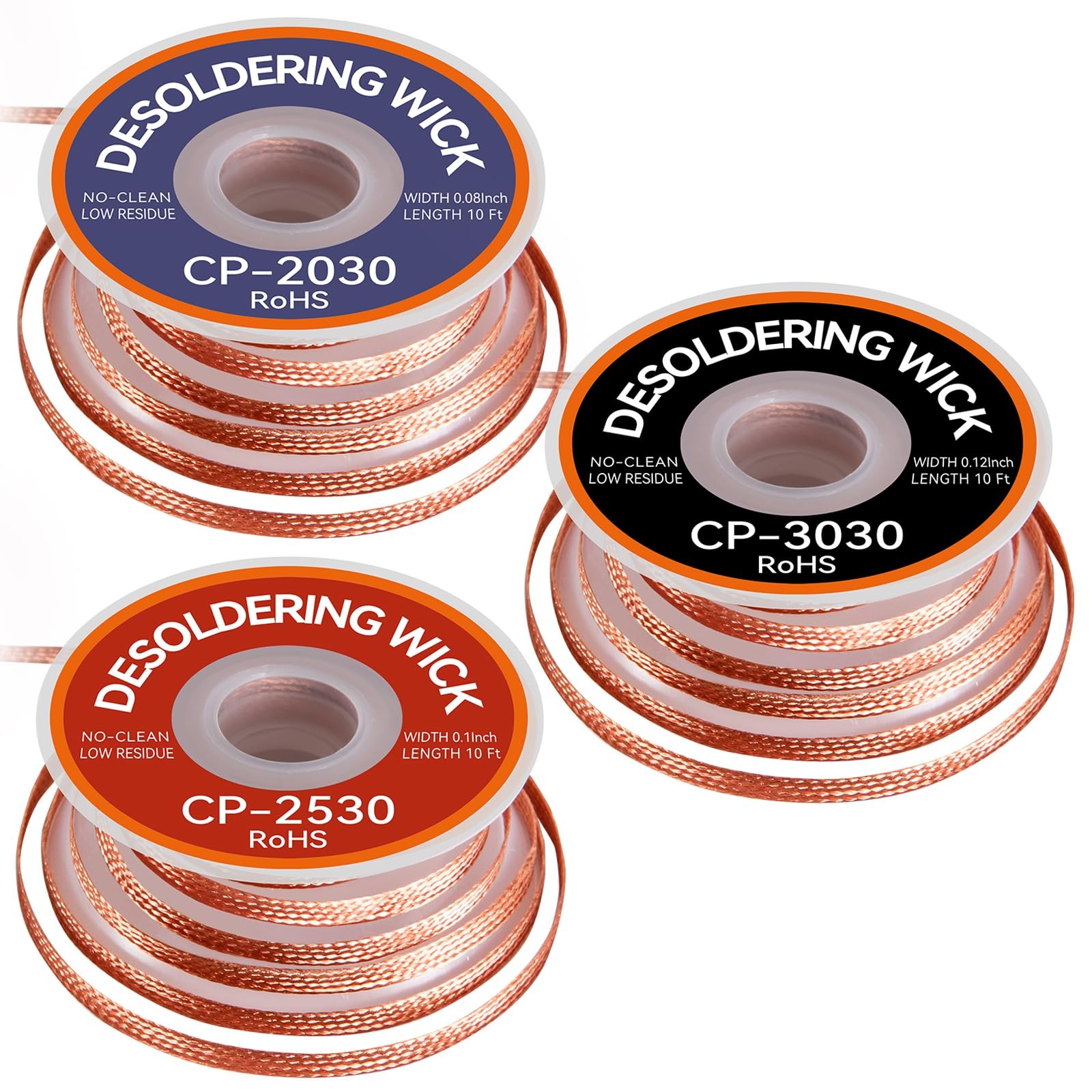3PCS Premium Desoldering Wick 3 Sizes Solder Wick Braid 0.08″, 0.1″, 0.12″ x…