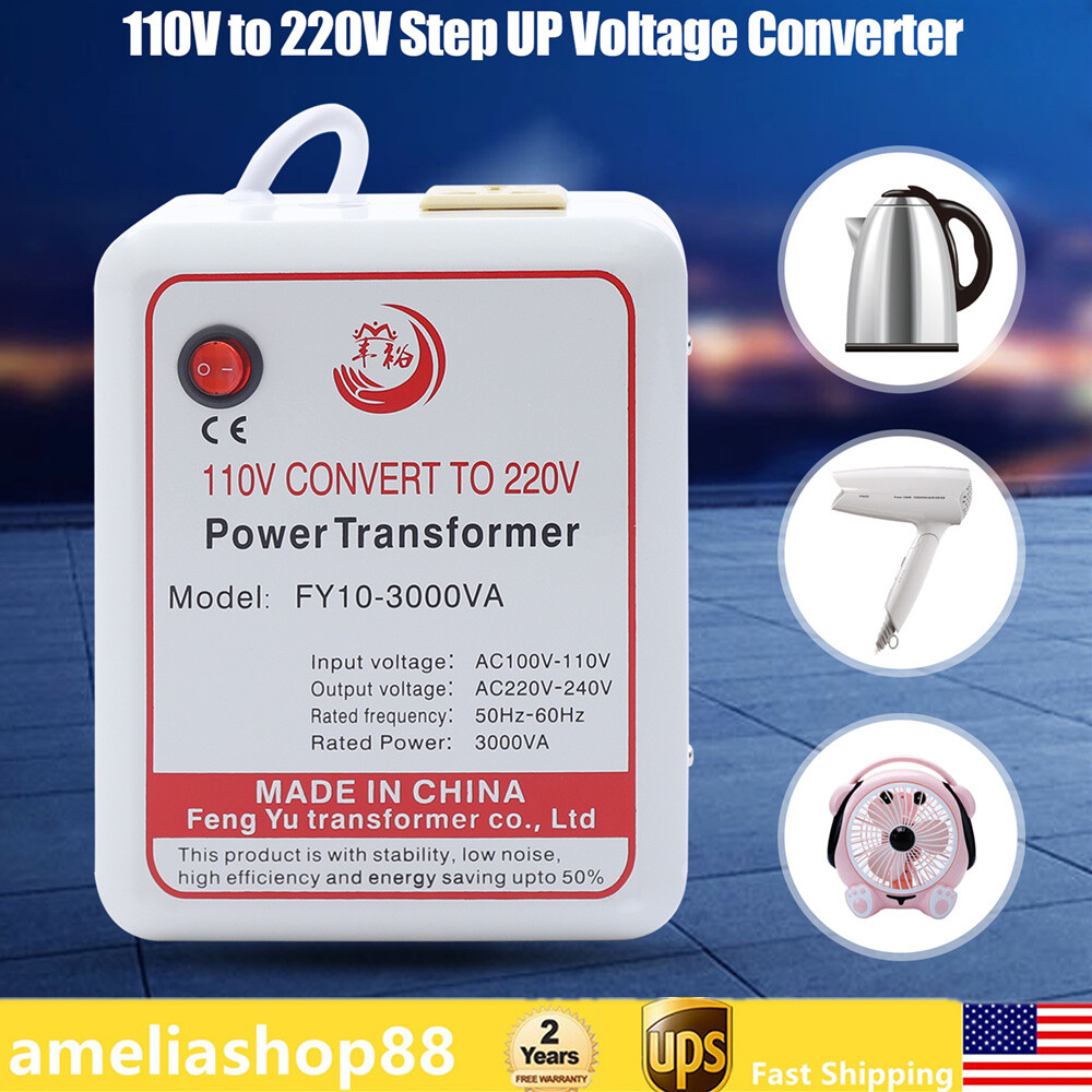 3000W Power Transformer Step Up Voltage Converter Adapter 110V-120V to 220V-240V