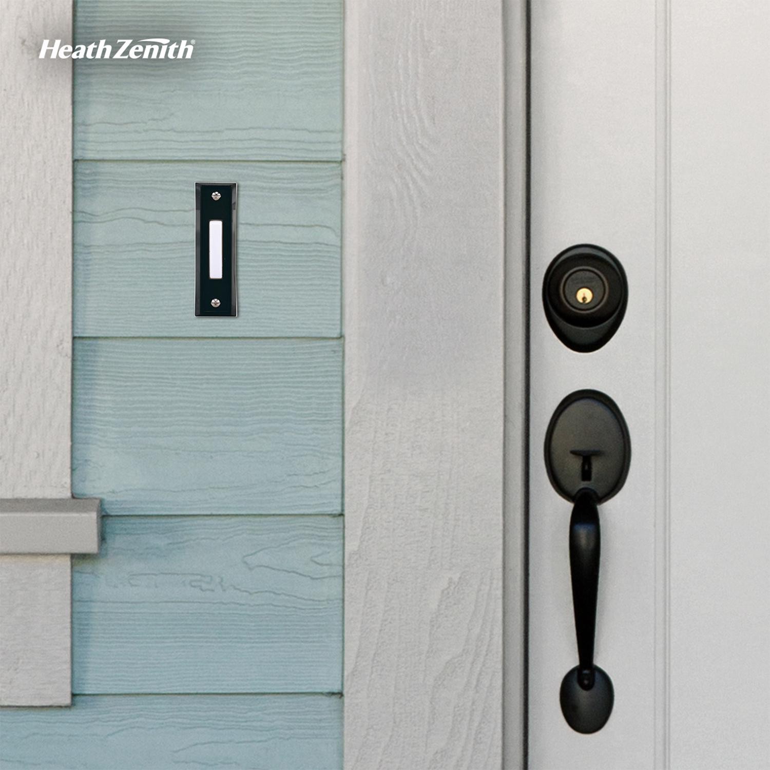 Heath Zenith SL-664-03 Black Wired Pushbutton Doorbell 2.89 Hx0.08 Wx0.74 D in.