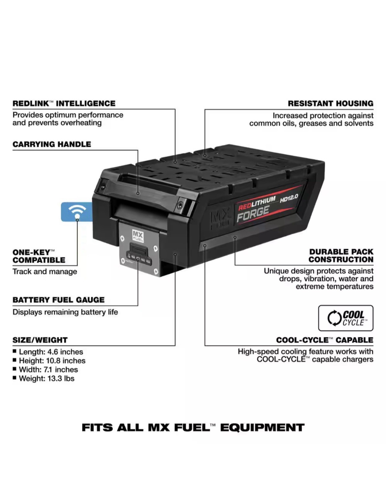Milwaukee MX FUEL REDLITHIUM FORGE HD12.0 MXFHD812 LITHIUM ION BATTERY