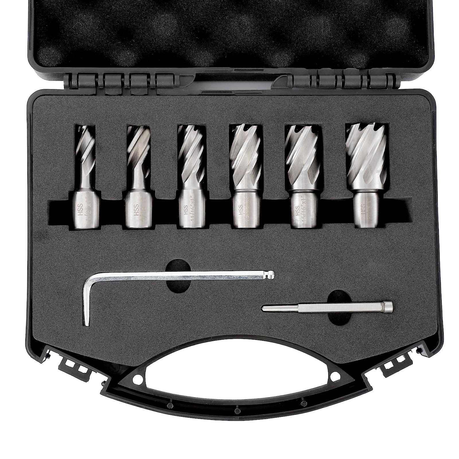 Annular Cutter Set,6/13 pcs Weldon Shank Mag Drill Bits,1/2″ to 1-1/16″ Cutting