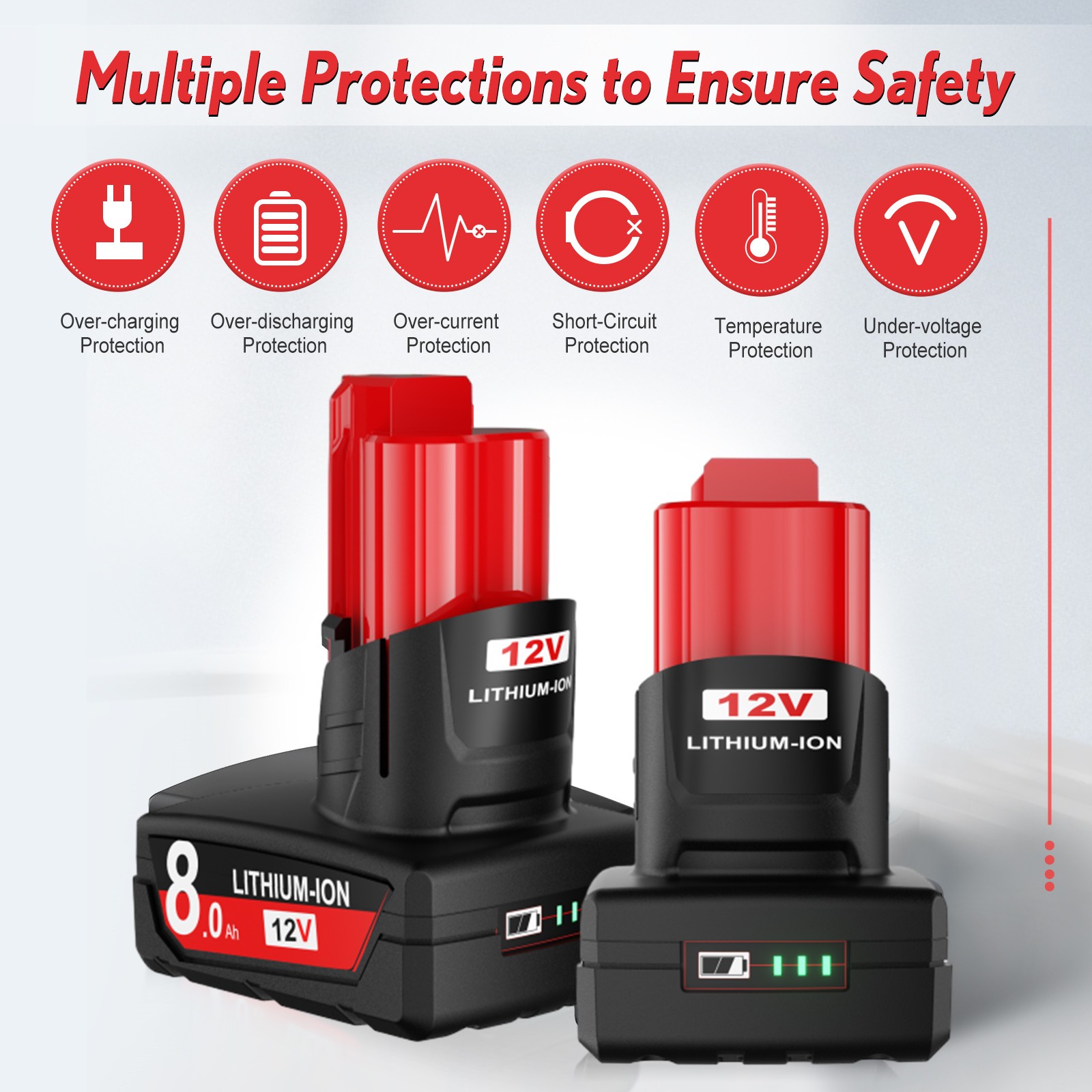 1-4X 8.0ah For Milwaukee Cordless Power Tools For M12 Lithium Battery/Charger