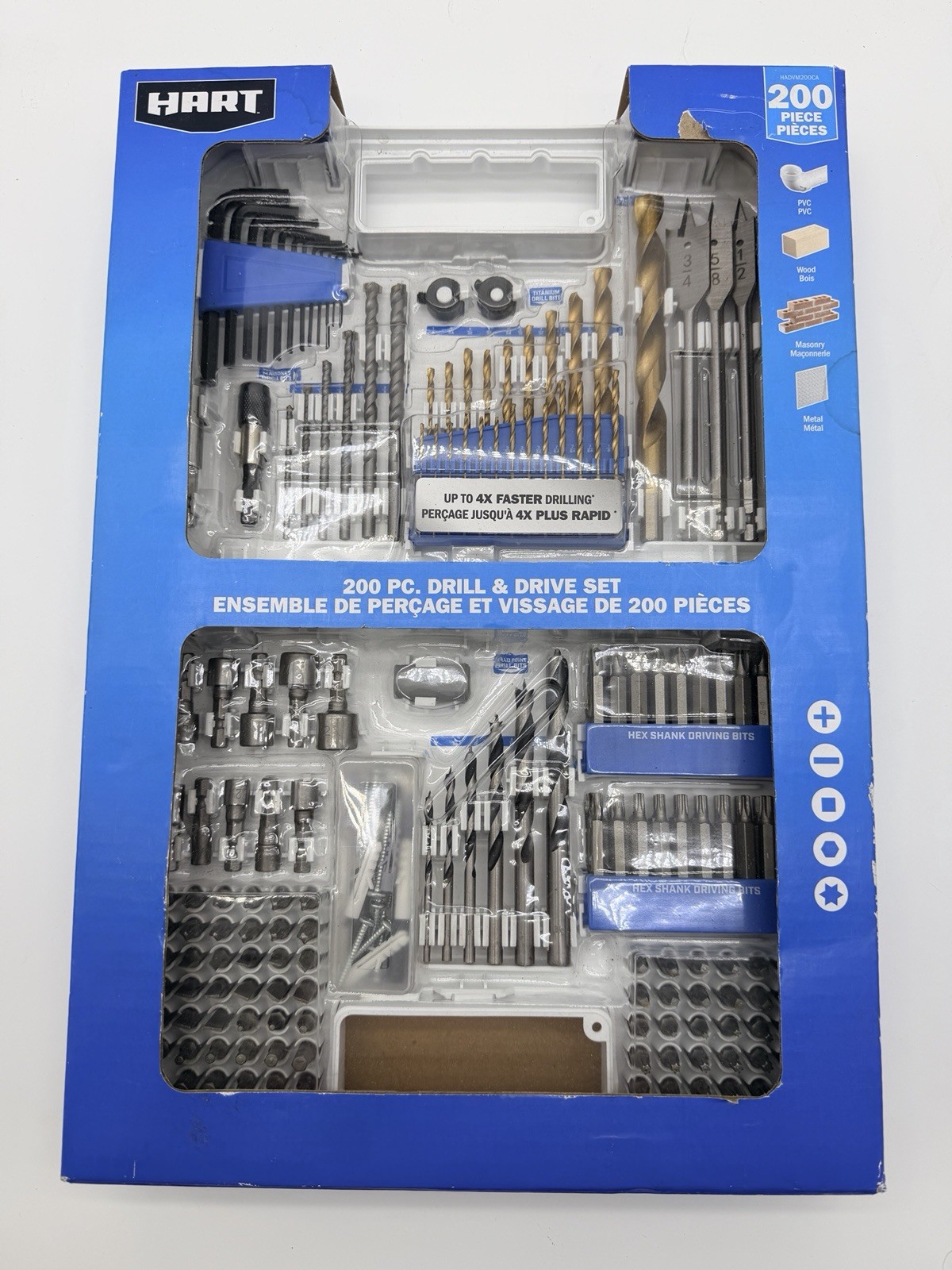 HART 200-Piece Assorted Drill and Drive Bit Set with Storage Case