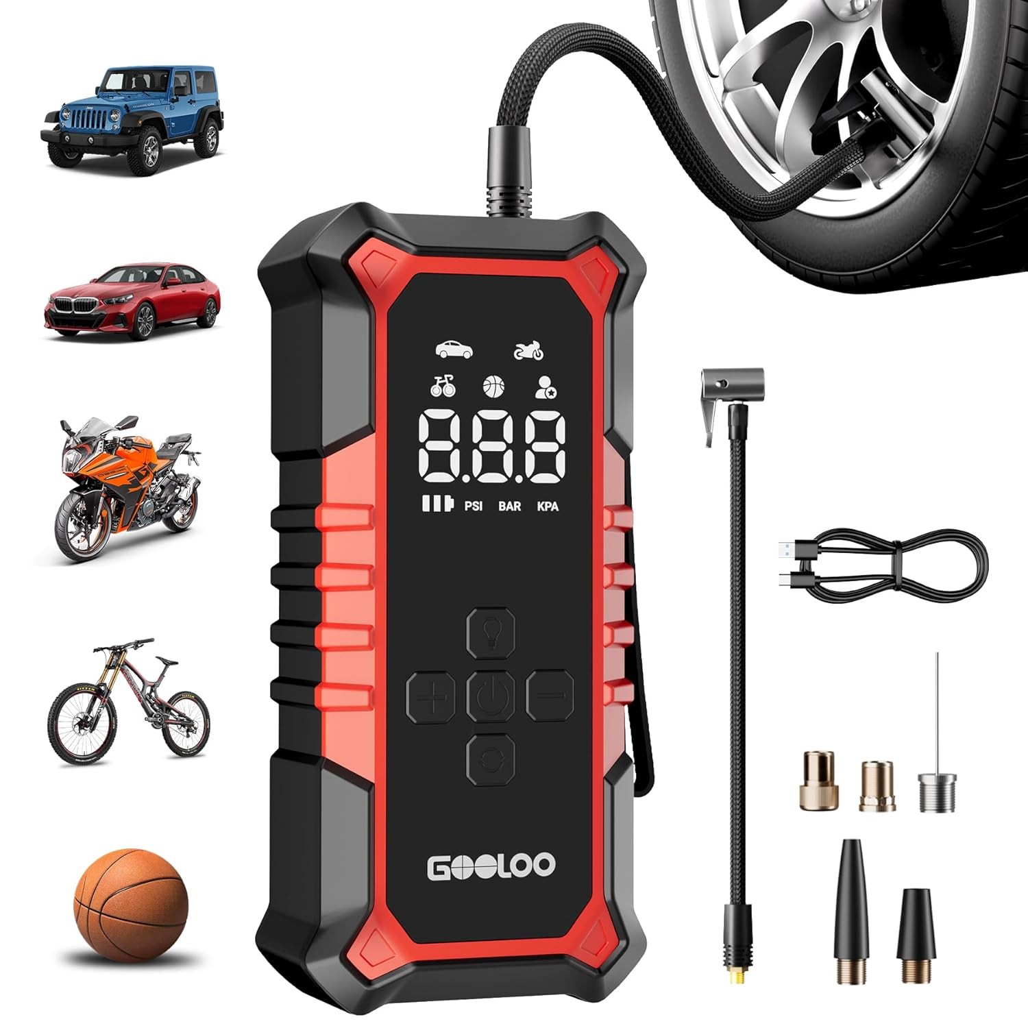 Portable Cordless 160 PSI 7500mAh Air Compressor Tire Inflator for Cars