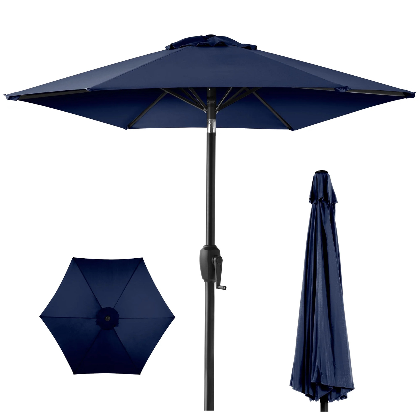 7.5 Ft Heavy-Duty Outdoor Market Patio Umbrella W/ Push Button Tilt, Easy Crank