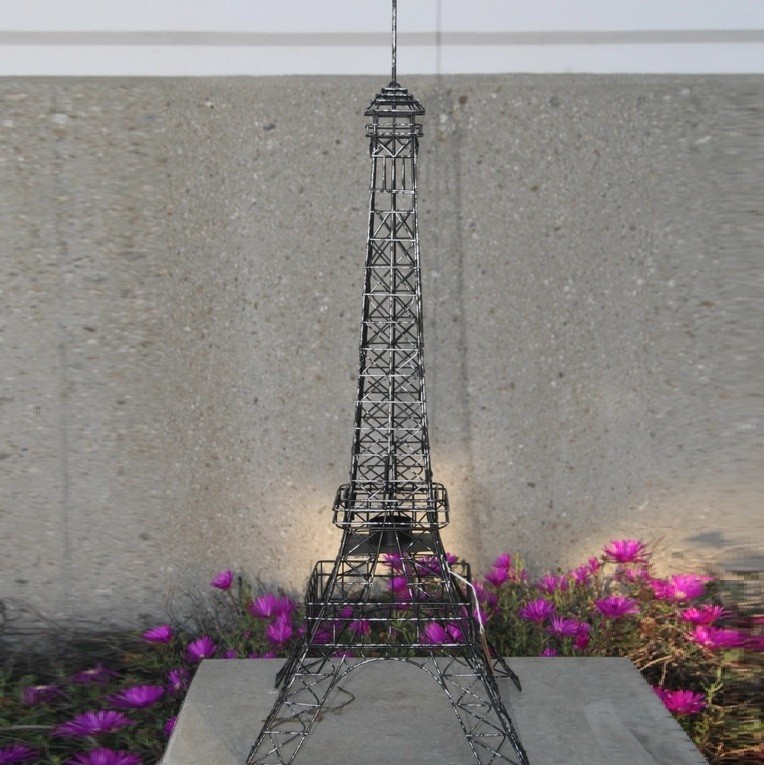 28″ Tall Black Wire Eiffel Tower with Tealight Holder