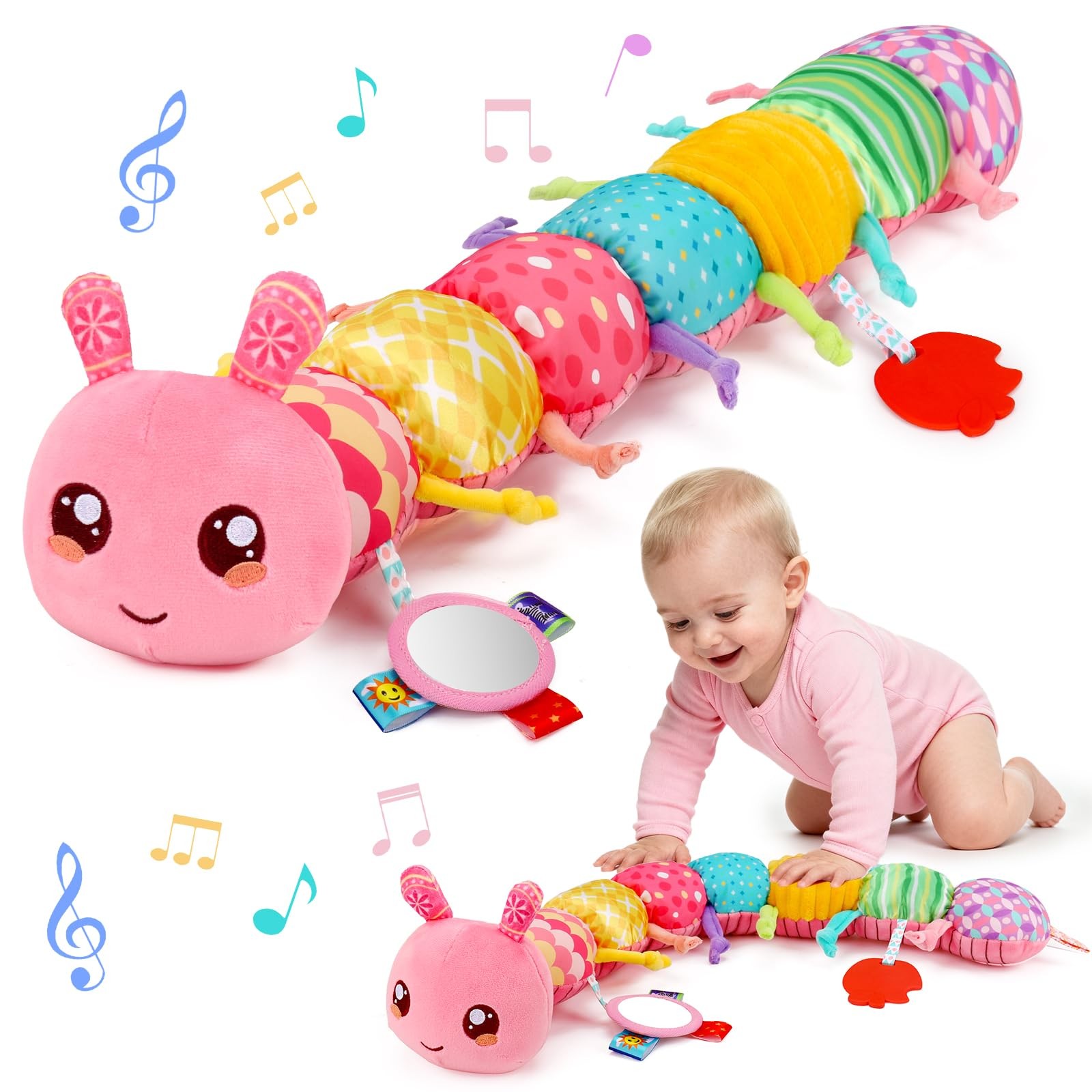 Baby Girls Toys 0-6 Month Music Animal Stuffed Caterpillar Toy for Infant 0-3 3-