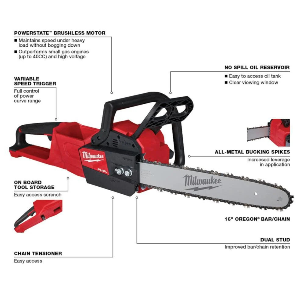 Milwaukee M18 Fuel 16 In. Chainsaw (Bare Tool)