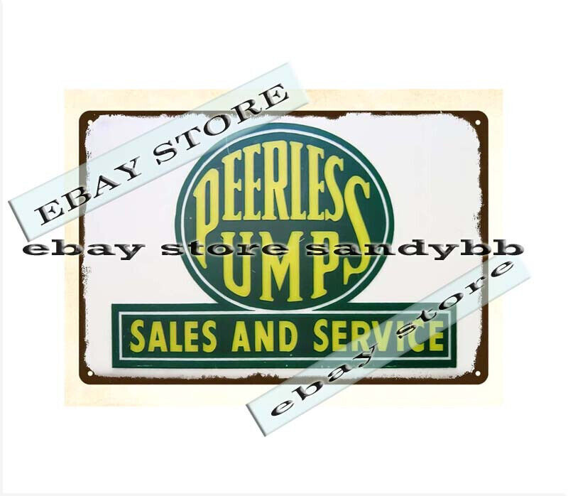 PEERLESS PUMPS SALES SERVICE engineer agriculture mechanic metal tin sign