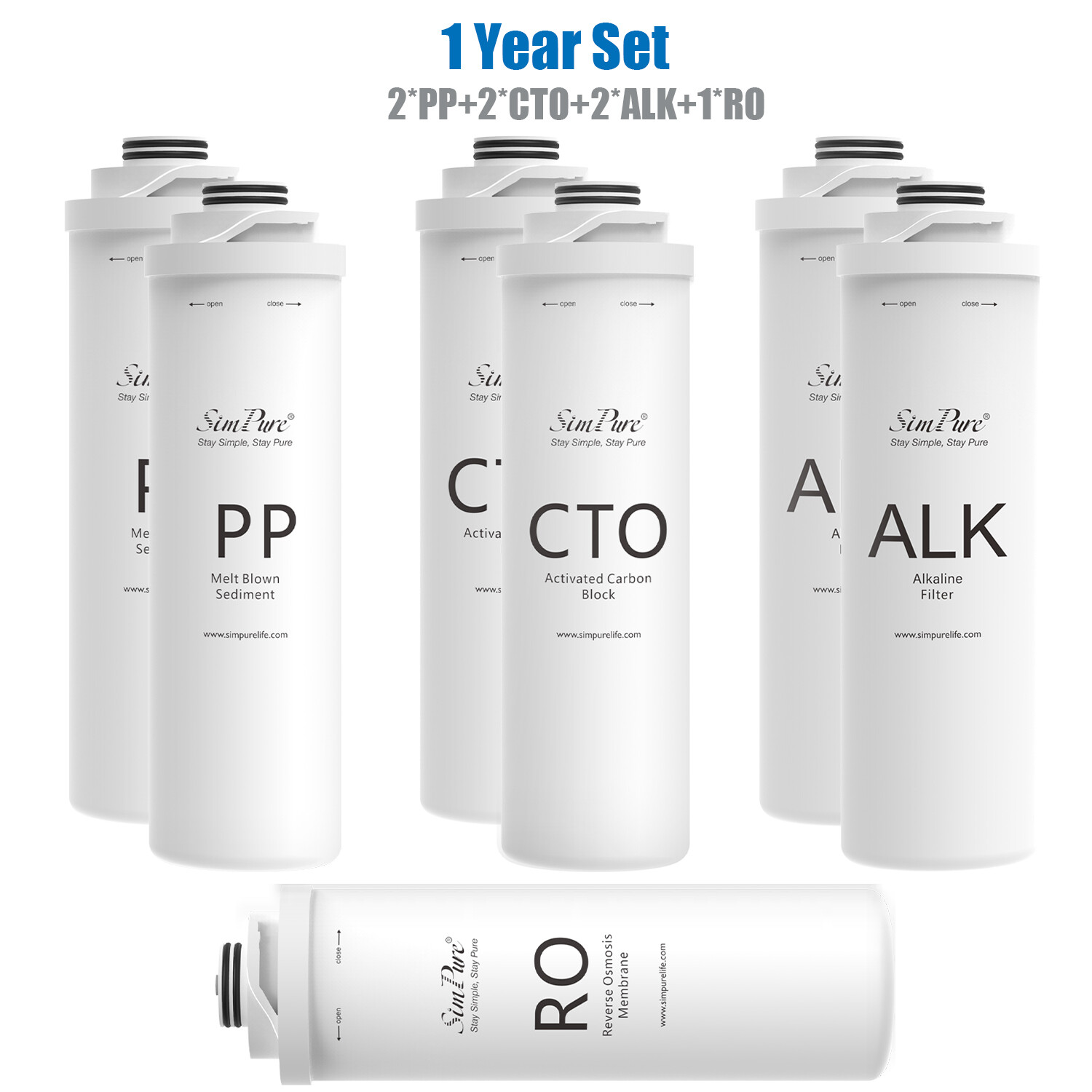 7 Pack 1 Year Water Filters Cartridge For SimPure T1-400ALK T1-400UV RO System