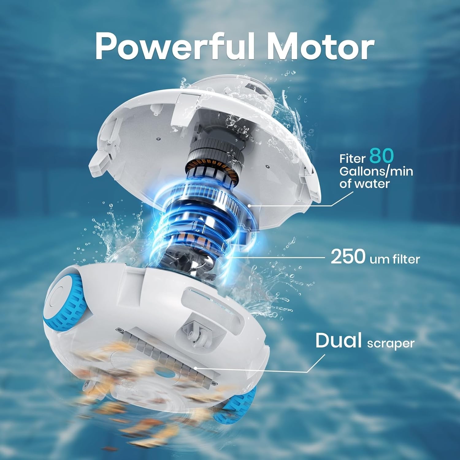 New K2 Cordless Robotic Pool Cleaner 120Min Runtime Suction Pool Vacuum