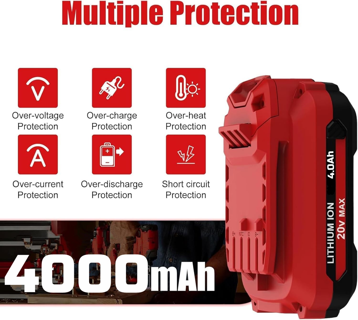 2PACK For Craftsman V20 20 Volt MAX 4.0Ah Li-ion Battery CMCB204 CMCB202 CMCB201