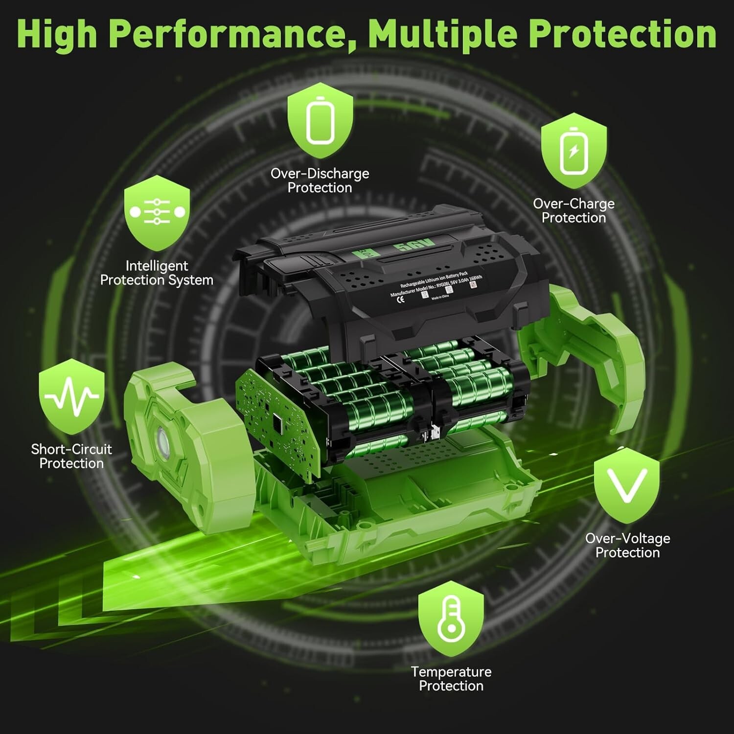 56V 2.5Ah Lithium-Ion Battery Compatible with All Power 56V EGO Power+Tools