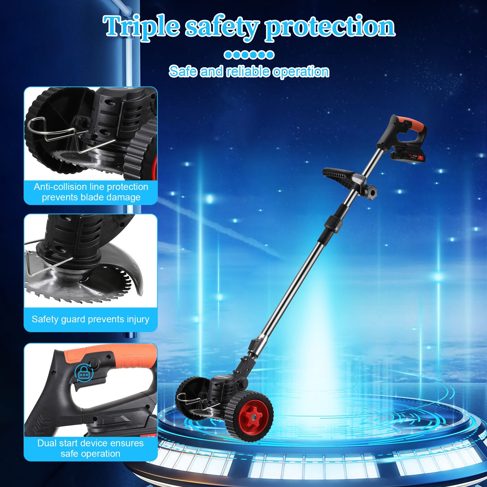 Electric Cordless Grass String Trimmer Lawn Edger Weed Wacker Cutter +2 Battery
