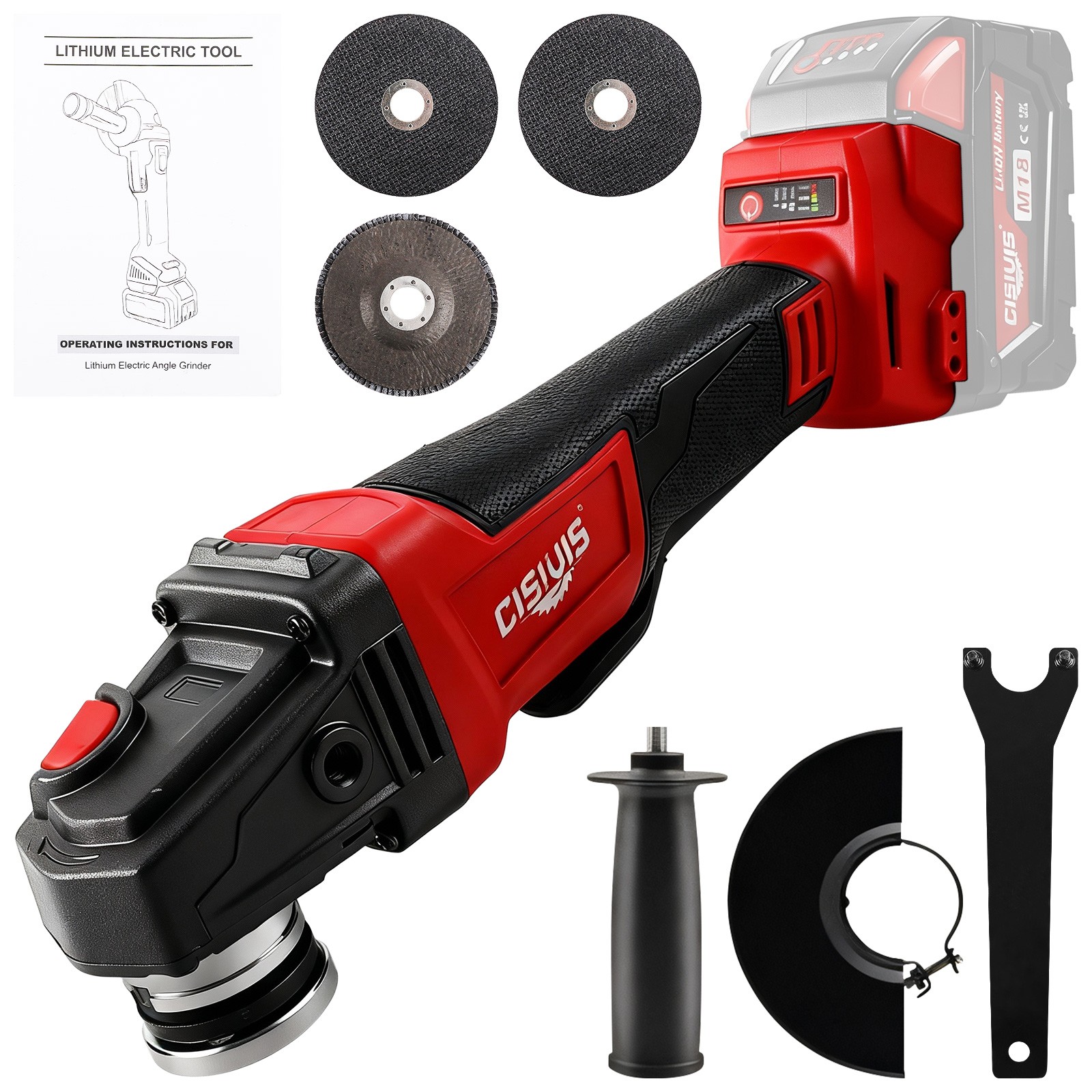 Cisivis Cordless 4-1/2″ Brushless Angle Grinder for Milwaukee M18 Battery