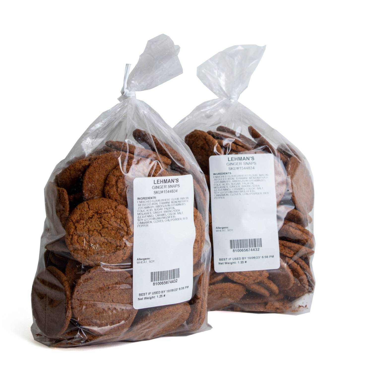 Lehman’s Ginger Snaps Cookies, Crispy Crunchy Classic, 2 Pack of 1.25 lb Bags