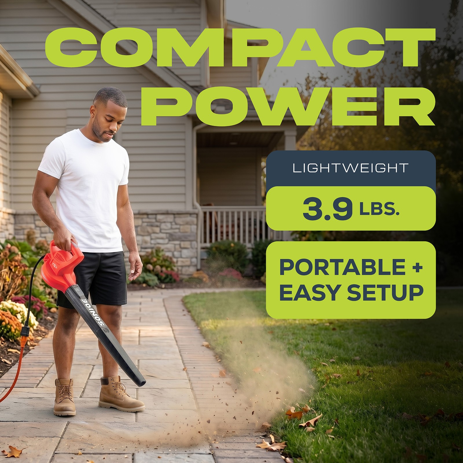 Sun Joe Electric All Purpose Leaf Blower, 6 Amp Motor, 155 MPH Air Speed, Red