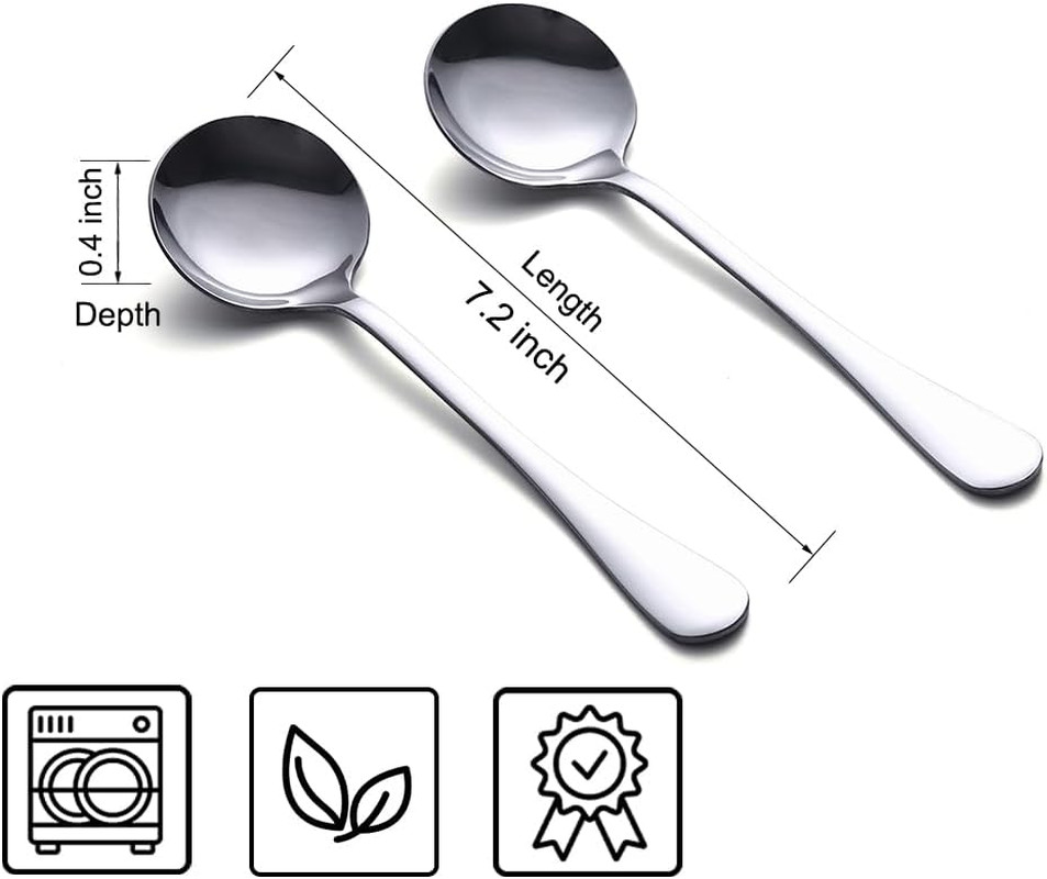 8-Piece Premium Stainless Steel Soup Spoons Set – Heavy-Weight Flatware for Soup