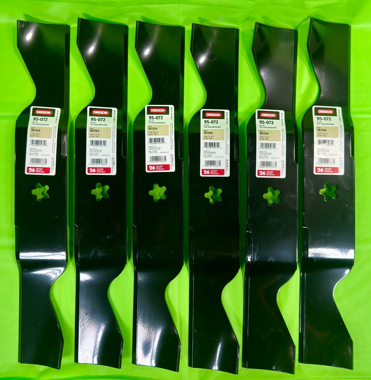 NEW 6PK 195-072 High Lift Mower Blades Husqvarna Z254i 54in Deck 187254