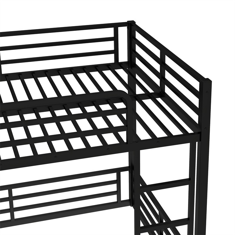 Metal Bunk Bed,Full XL over Full XL Floor Bunk Bed Frame for Kids Teens Adults