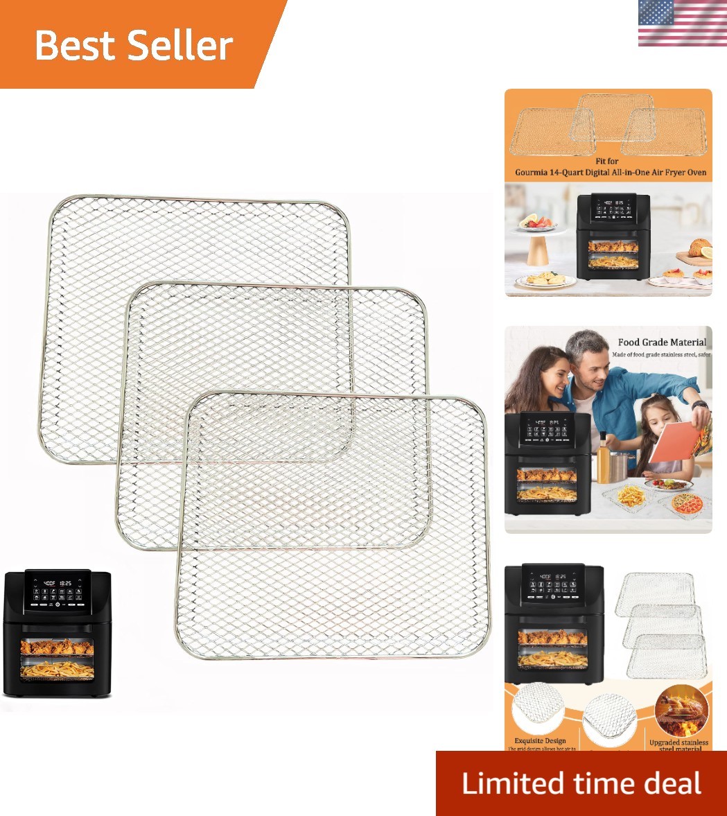 3PCS Stainless Steel Air Fryer Trays for Gourmia 14QT – Dishwasher Safe