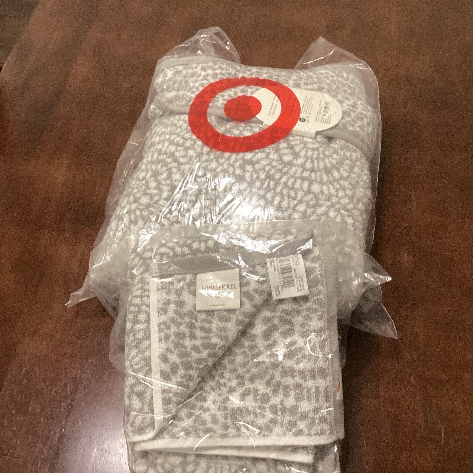 Performance Plus Bath Towel Hand Towel NEW Gray Geo Threshold™ 100% Cotton Set 2
