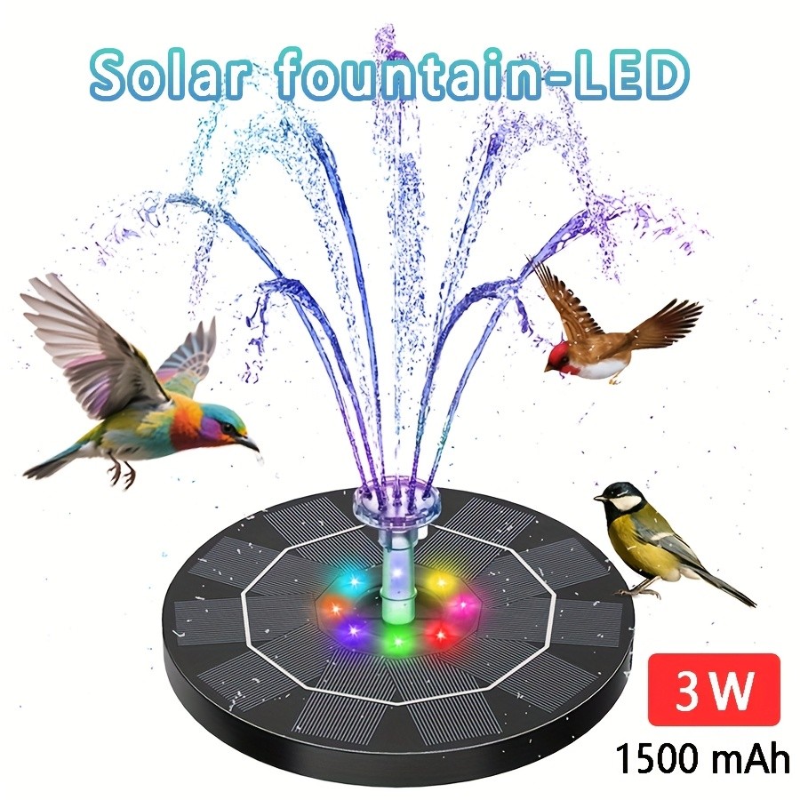 Powered Fountain with LED Light,1500mAh Battery,for DIY Water Features,Bird Bath