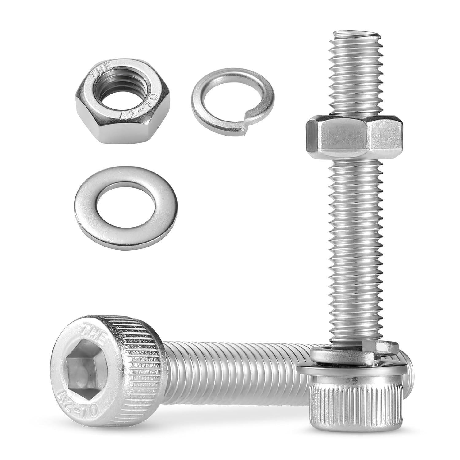 M3/4/5 Hex Socket Head Cap Screws Bolts Nuts & Washers Assortment Kit (4-100mm)