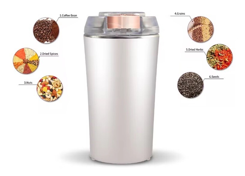 White Electric Coffee Bean Grinder Nut Seed Grind Spice Crusher Mill Blender