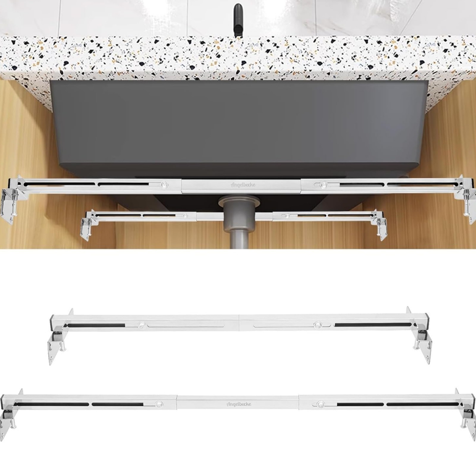 Adjustable Undermount Sink Support 28-37″ 900LB Heavy Duty for Kitchen