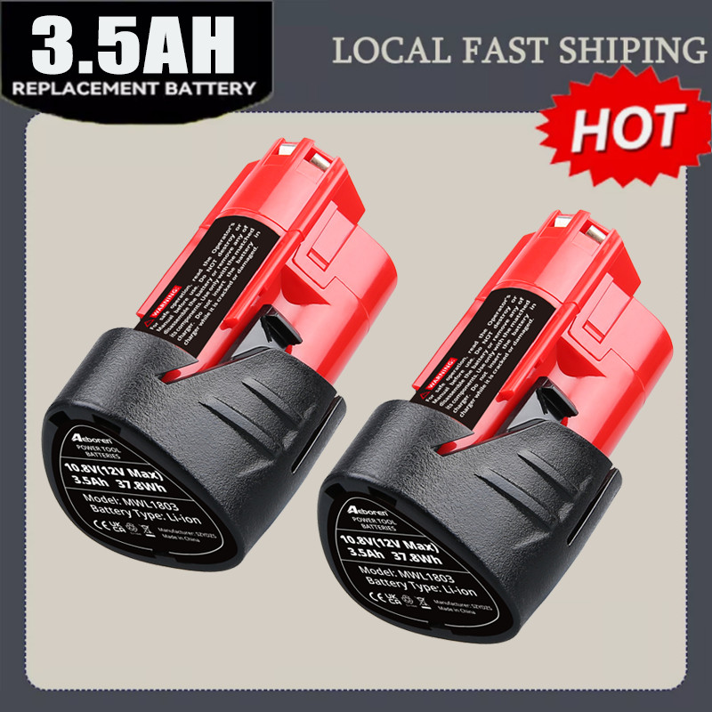 For Milwaukee 48-11-2460 For M12 12V 3.5Ah Extended Capacity Battery – 2Pack