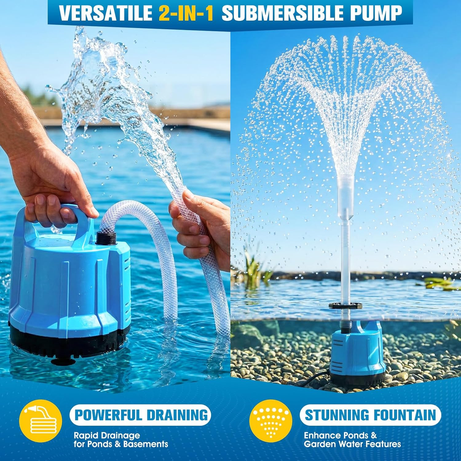 2026 Patented Pond Filter with Pump Fountain Lights, 2-In-1 Pond Filter with Pon