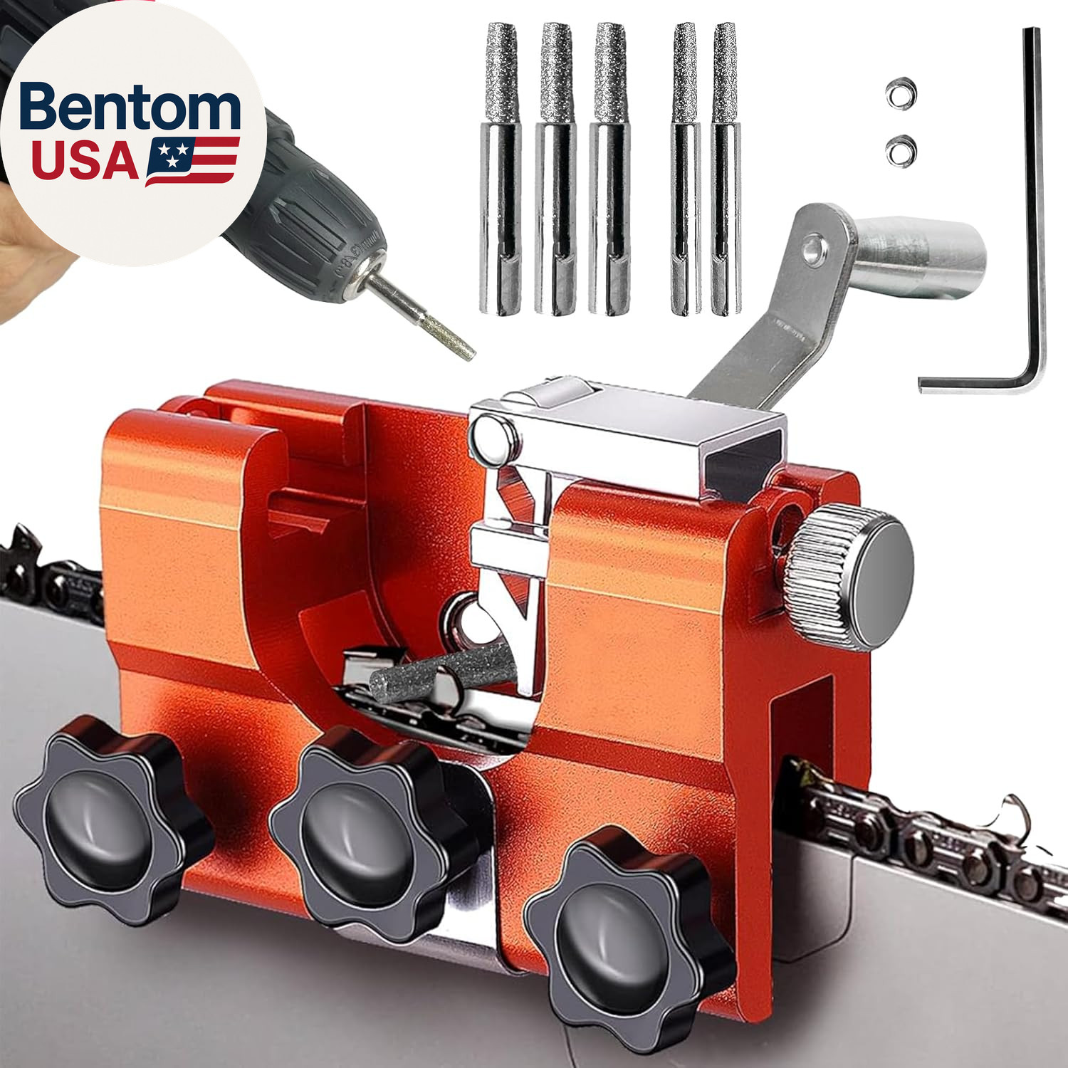 2025 Upgraded Chainsaw Sharpener,Chain Saw Sharpening Jig,Hand-Cranked Chainsaw