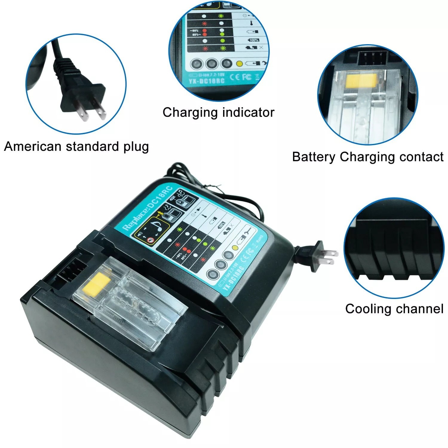 2 PCS 6.0Ah 18V Lithium Battery For Makita LXT BL1850 BL1830 BL1860 With Charger