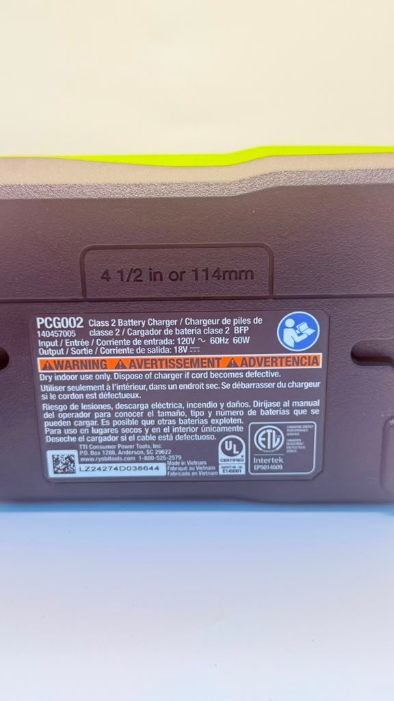 RYOBI ONE+ 18V Battery Charger PCG002 with Power Adapter – Tested Working