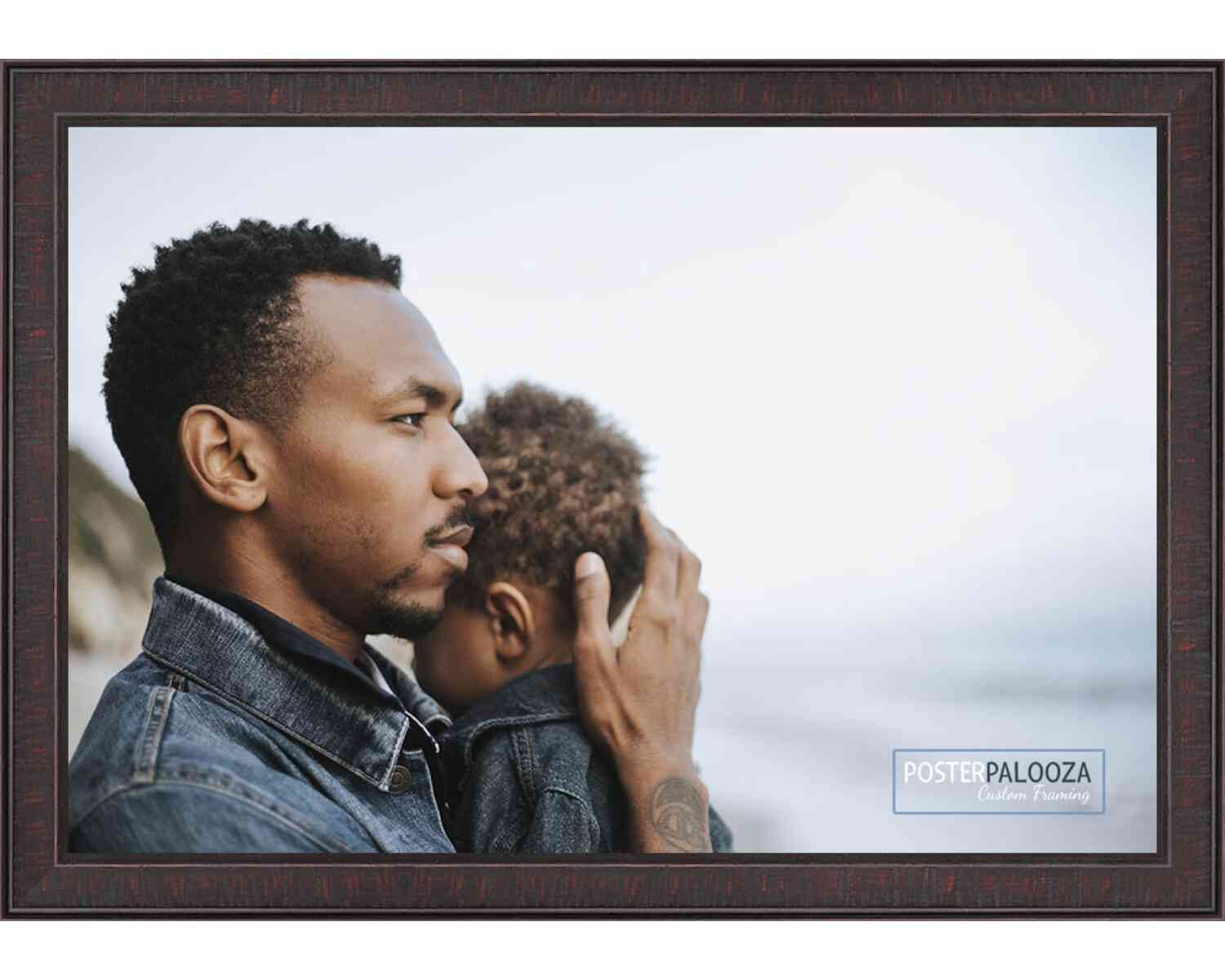 Square Textured Brown Picture Frame – UV Acrylic, Backing, Hanging Hardware