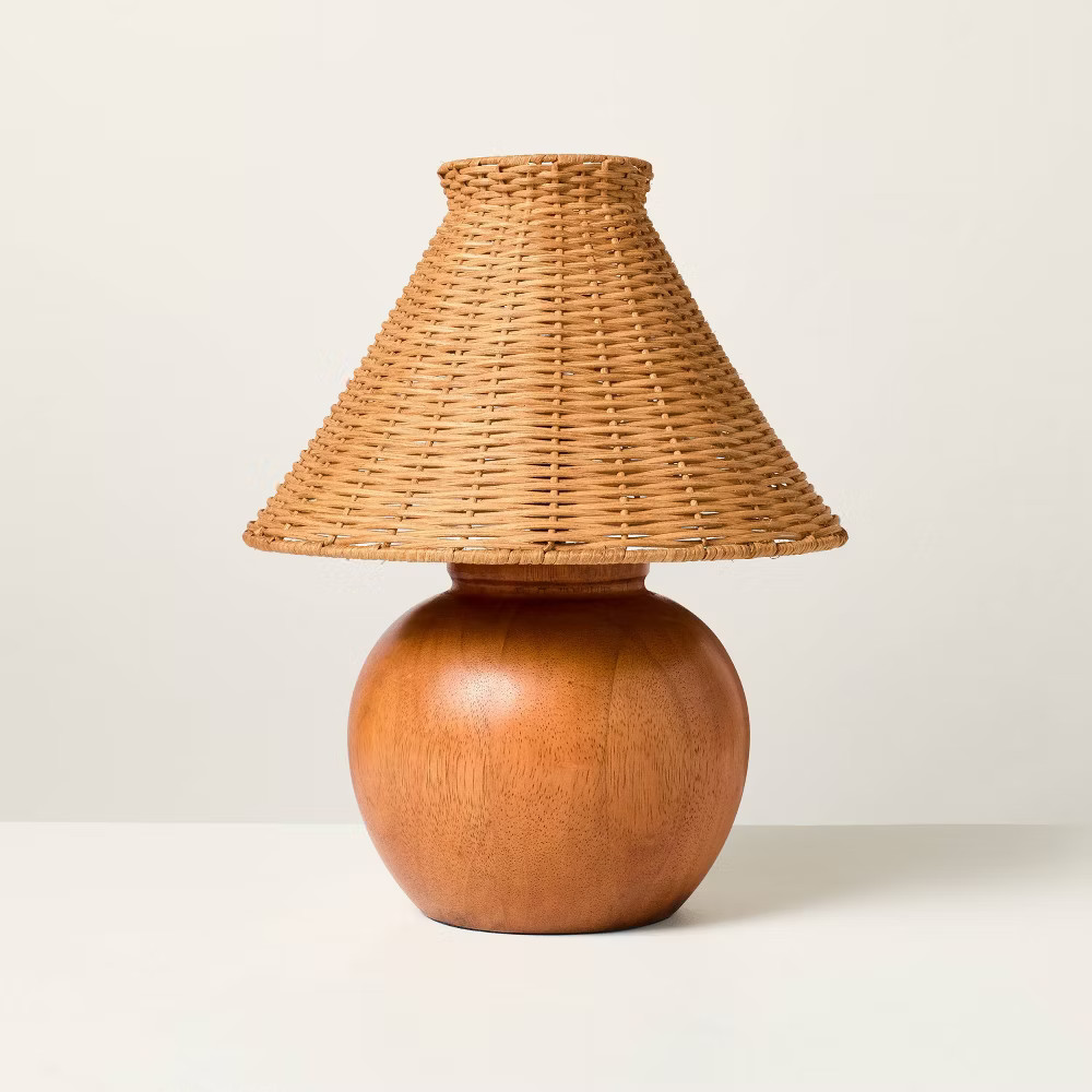 Wood Base with Rattan Shade Accent Table Lamp – Hearth & Hand