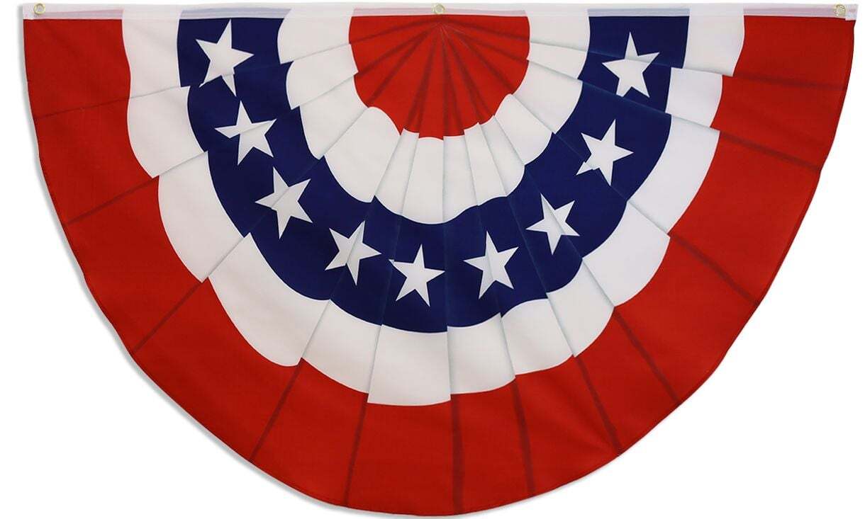 “USA BUNTING” flag 5×3 ft half circle fan polyester banner US patriotic stars