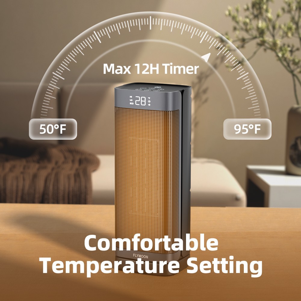 1500W Oscillating 60° Portable Space Heater 12hr-Timer with Remote Control
