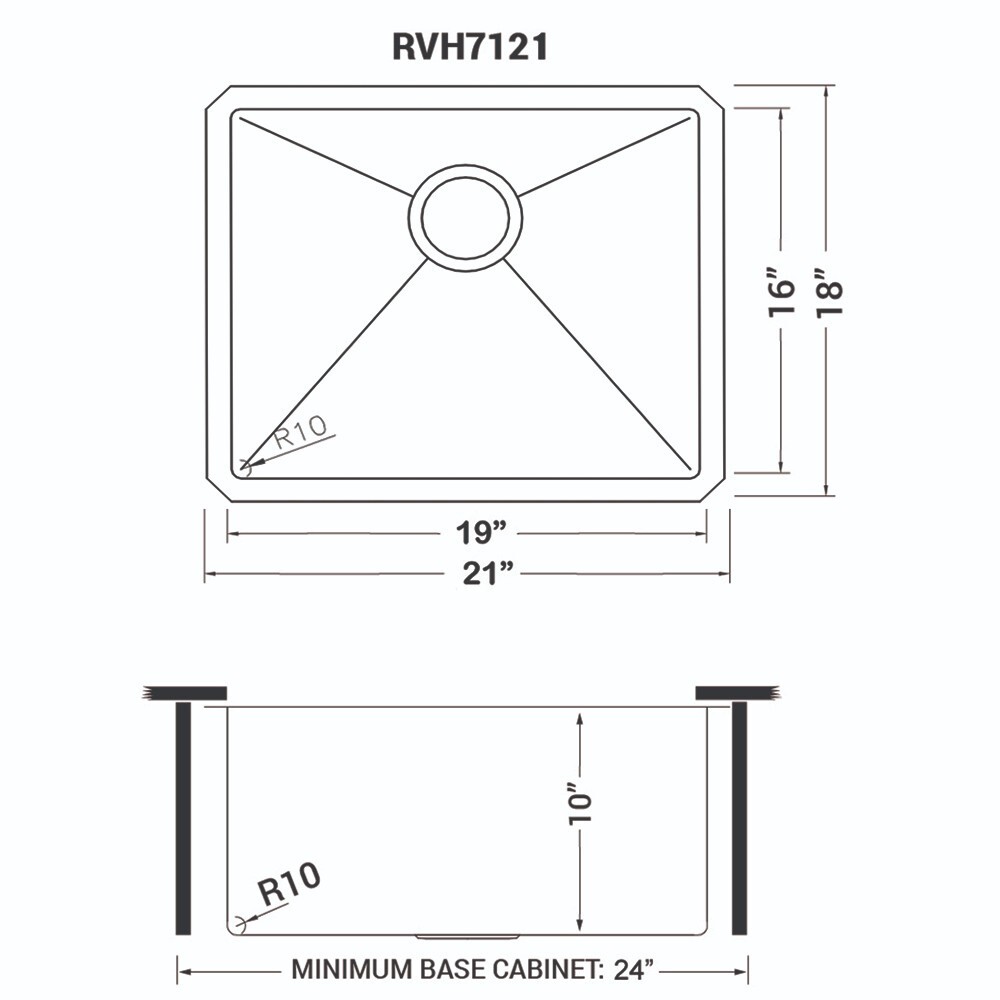 Ruvati 21″ Undermount 16 Gauge Bar Prep Single Bowl Kitchen Sink- RVH7121